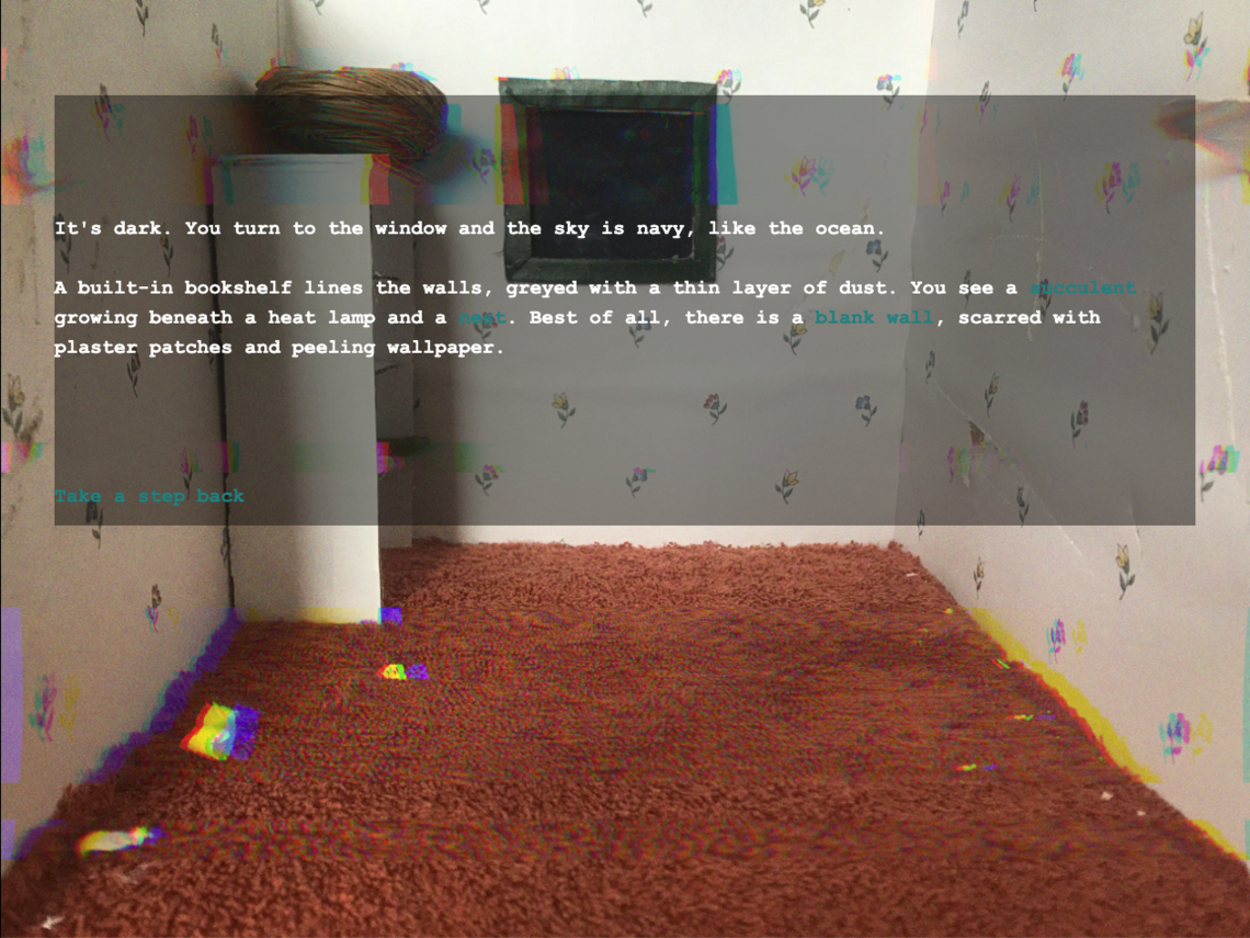 An image from the video game Spectr by Eden Middleton and Anna Navarro students in English professor Derritt Mason's course on Queer Theory and Video Games. 