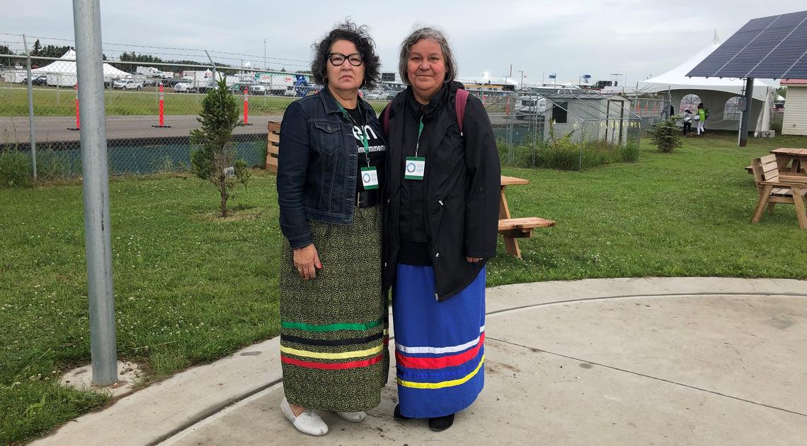 UCalgary professor Cora Voyageur and her sister Lillian attend Pope Francis’ apology.