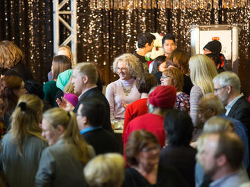 Students, faculty, and staff attend the annual President’s Holiday Celebration on December 3, 2018
