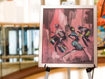 Art is displayed at the Minorities in Diversity exhibit during Diversity Days 2019.