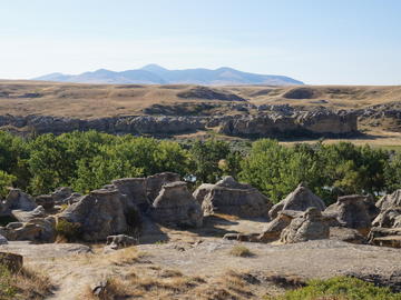 Montana’s Sweet Grass Hills lie to the south of the park and play a prominent role in the history of the Blackfoot people.