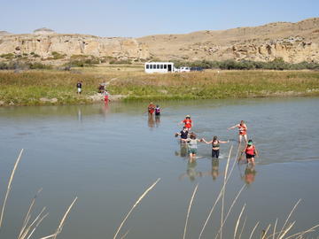 Part of the trek at Writing-on-Stone Provincial Park included fording the Milk River.