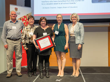 (From left to right) Gavin Peat, Tina Gabrielle, Shelly Russell-Mayhew, Kerri Murray, members of the Health Champions Committees, Werklund School of Education, Award for Educational Leadership (Group).
