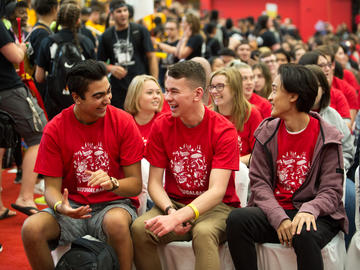 First-year students meet their fellow classmates and attend the 2019 New Student Induction Ceremony.