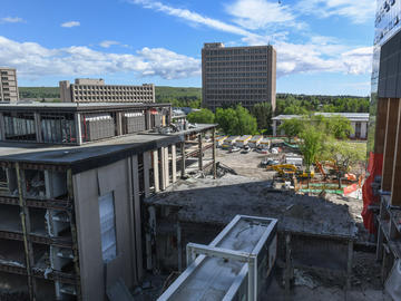 A picture of the Block being dismantled