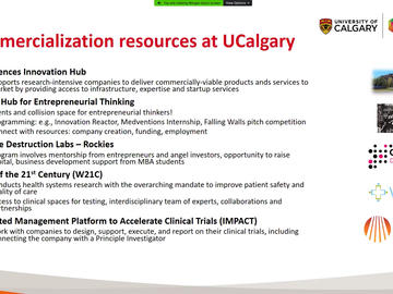 Commercialization resources at UCalgary