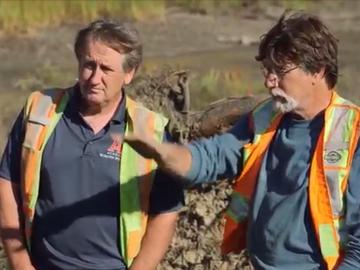 Ian doing research on Oak Island with Rick Lagina