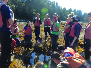 Students gathered outdoors