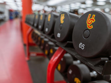 Weights in the fitness centre.