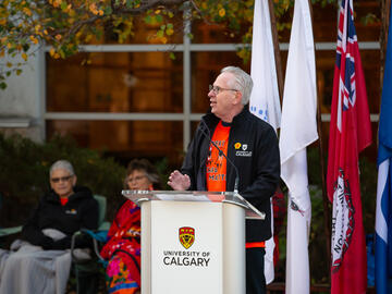 Truth and Reconciliation Flag Ceremony at UCalgary