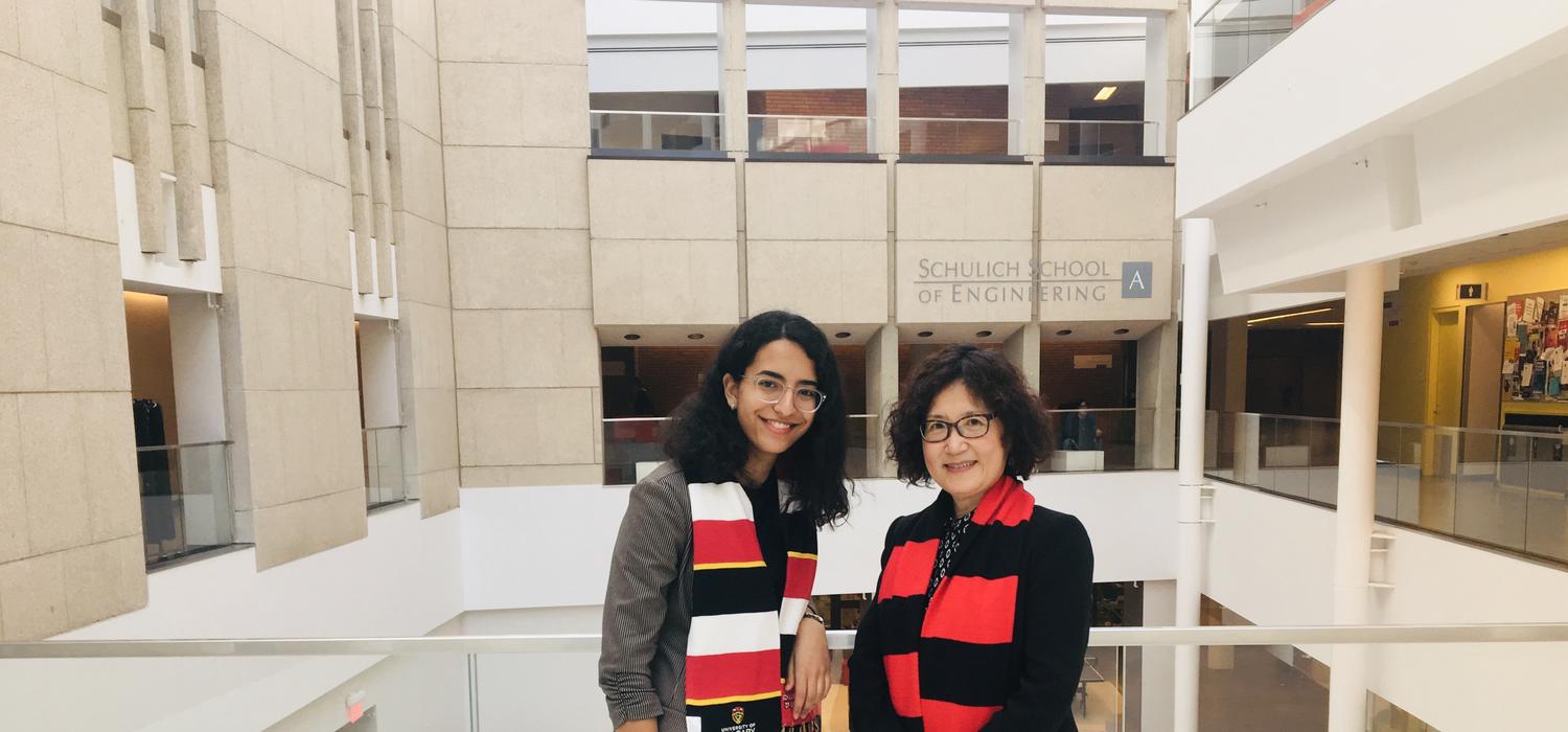 University of Calgary engineering student Caroline Dawoud and associate dean Qiao Sun. 