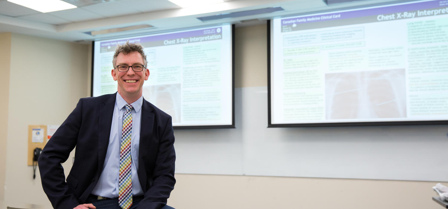 The University of Calgary's David Keegan teaches with the Shared Canadian Curriculum in Family Medicine — a collaboration between medical schools across Canada to strengthen training of students. The project was recently recognized by the UN under its Sustainable Development Goals initiative. Photo by Riley Brandt, University of Calgary