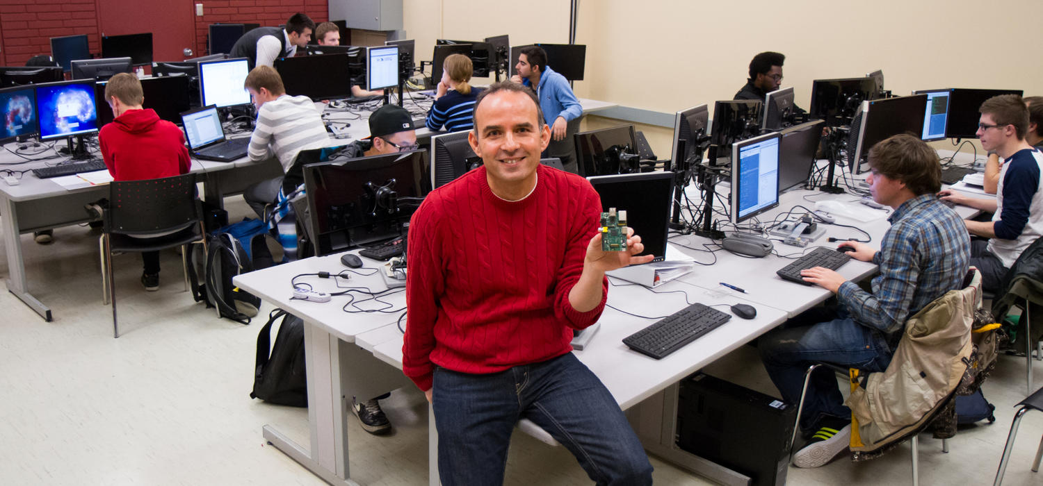 Jalal Kawash, senior instructor in the Department of Computer Science, and his colleagues are using the tiny but powerful Raspberry Pi computer to teach hands-on learning in a new way. 