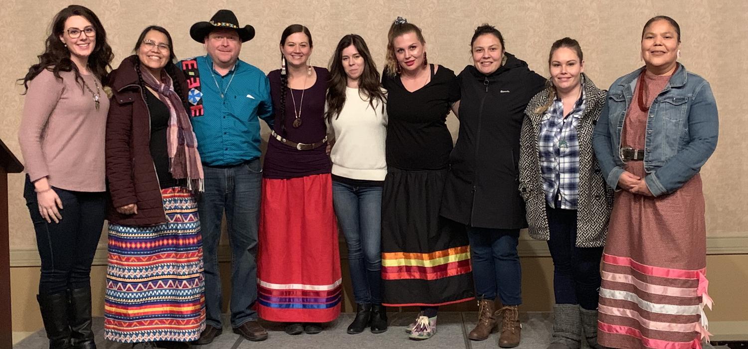 Karlee Fellner, fourth from left, associate professor in the Werklund School of Education, and her collaborators from the Siksikaitsitapi were awarded a SSHRC Indigenous Research Capacity and Reconciliation — Connection Grant.