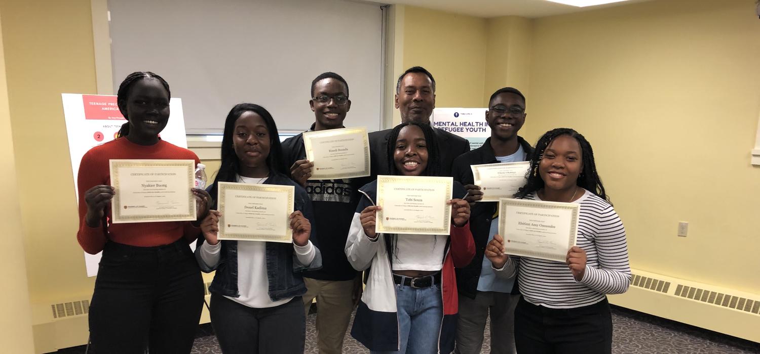 A group of Refugee and Immigrant Student Empowerment (RISE) students with program lead Dr. Turin Chowdhury, PhD