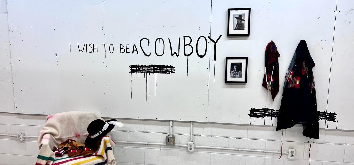 'I wish to be a cowboy' words on wall