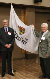 Joining University of Calgary Vice-Provost (International) Janaka Ruwanpura, far right, at Germany Day are, from left: Jan Süselbeck, DAAD associate professor of German studies; Richard Sigurdson, dean of arts; Cheryl Dueck, senior academic director (international); Hubertus Liebrecht, honorary consul of the Federal Republic of Germany; and Karl Dietrich Wolff, German publisher and former student activist.