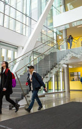 The building, which opened to students in September 2016, features new undergraduate design labs, two floors of research labs and an expanded student lounge. The expansion also includes two 240-seat theatres, including one that can be reconfigured to host special events. Photos by Riley Brandt, University of Calgary