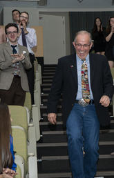 Gordon Atkins gets applause after winning award