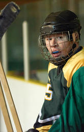 Hockey players wearing mouthguards