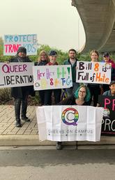 Queers on Campus pose for a photo after the 2019 Calgary Pride parade