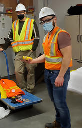 L-R: SWPP interns Navid Sedaghat and Puja Pradhan are with Kevin Frankowski (Executive Director of ACWA, and team project manager), and intern Alex Buchner at a field site, preparing to install a sampling device. 