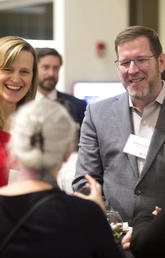 Mathew Johnson, left, with Penny Pexman at the January 2020 gathering for the Carnegie Pilot. 