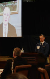 Tom Stelfox, scientific director of the O’Brien Institute for Public Health, guides a virtual conversation with former Prime Minister Brian Mulroney on Monday, Nov. 29.