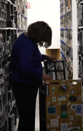 Annie Murray inside the University of Calgary vault. 