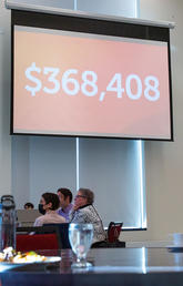 Guests at the United Way Wrap-Up event on Jan. 17 gather to celebrate as 2022 fundraising total is revealed
