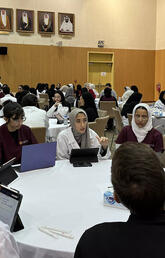 UCQ Students taking part in an interactive group discussion at the Interprofessional Education (IPE) event organised at Qatar University