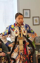 Jaelyn Good Striker performs jingle dance at launch of UCalgary Nursing's Mental Health and Wellness NP Clinic