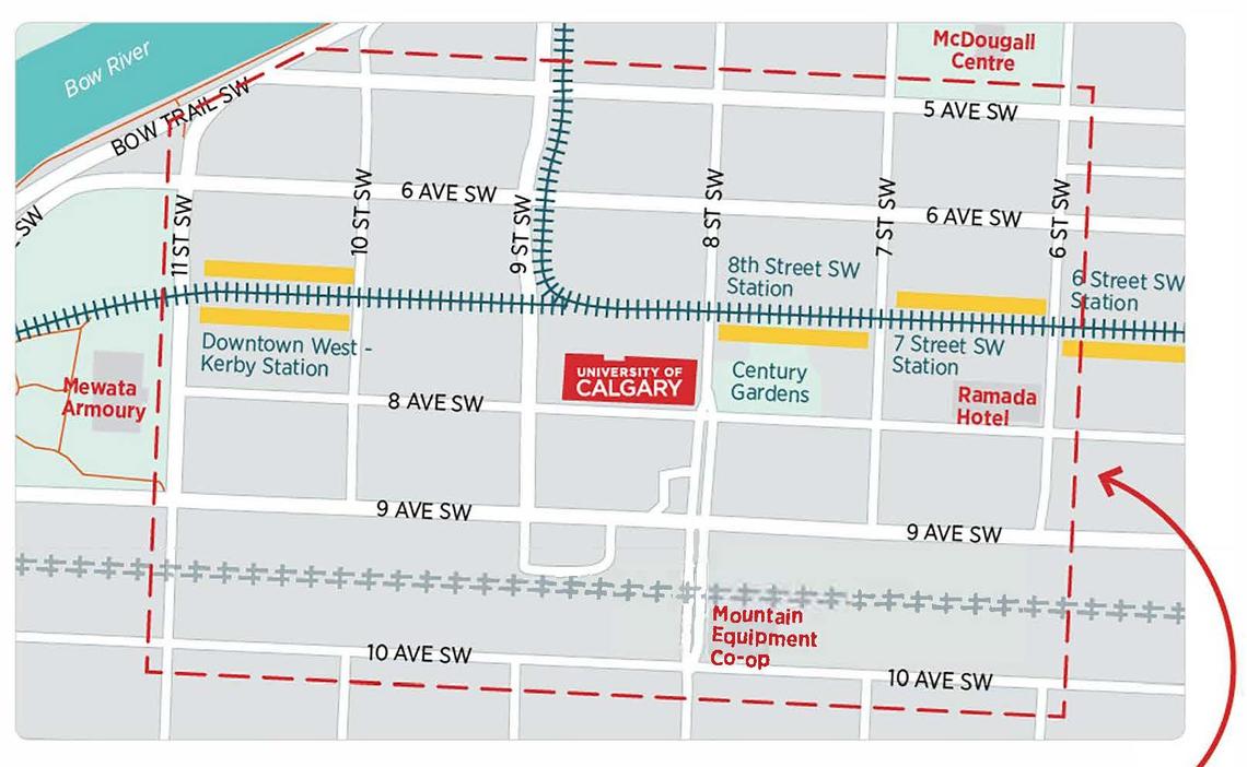 A map of the designated Safewalk zone.