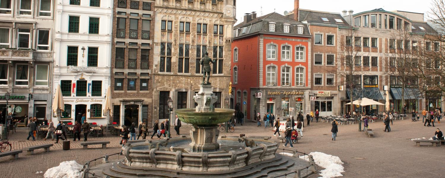 City market square in Aachen, Germany