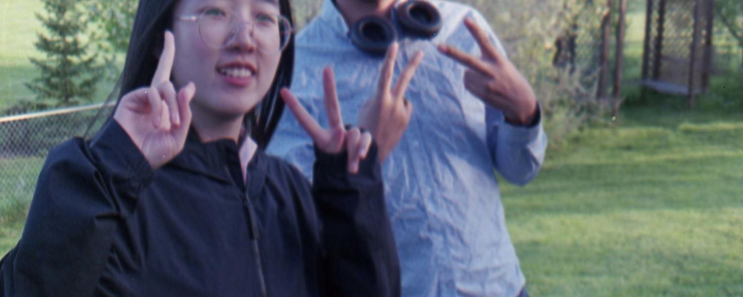 Ziyi and Kuri at the lab bbq