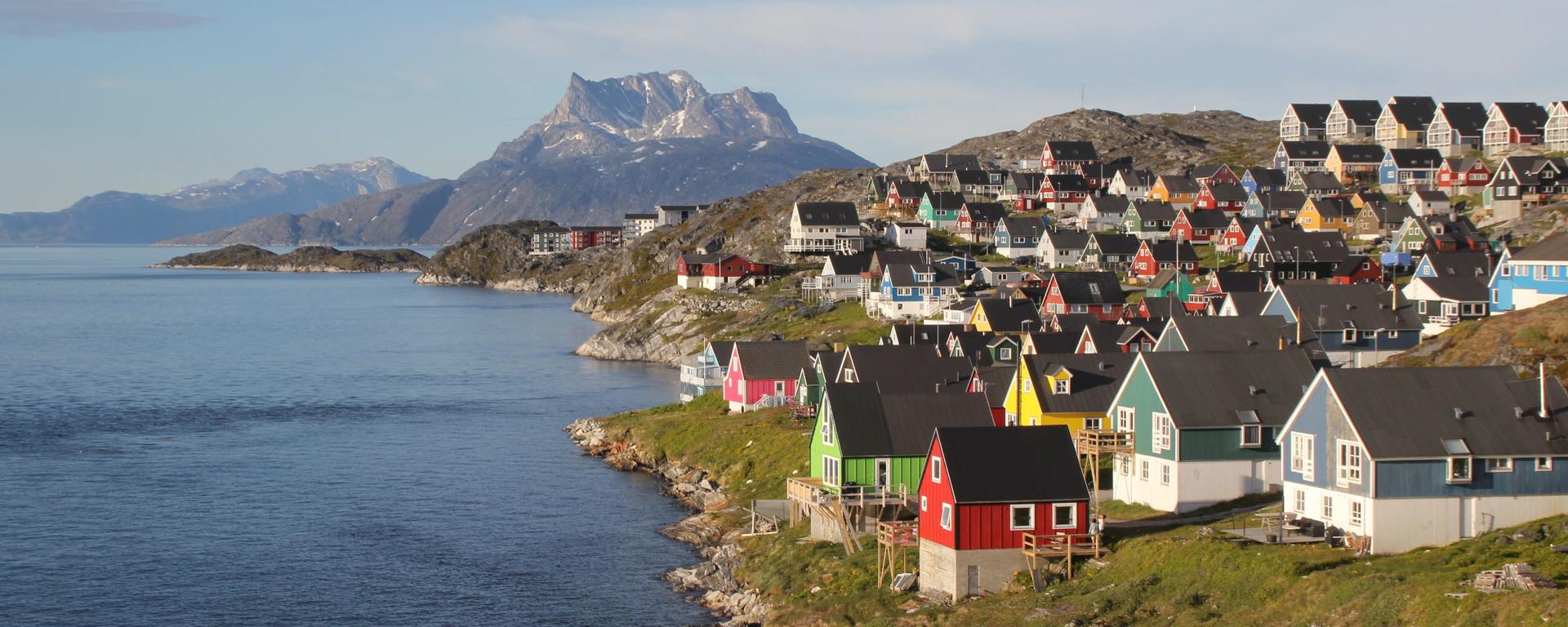 Nuuk coastline with mountain in background