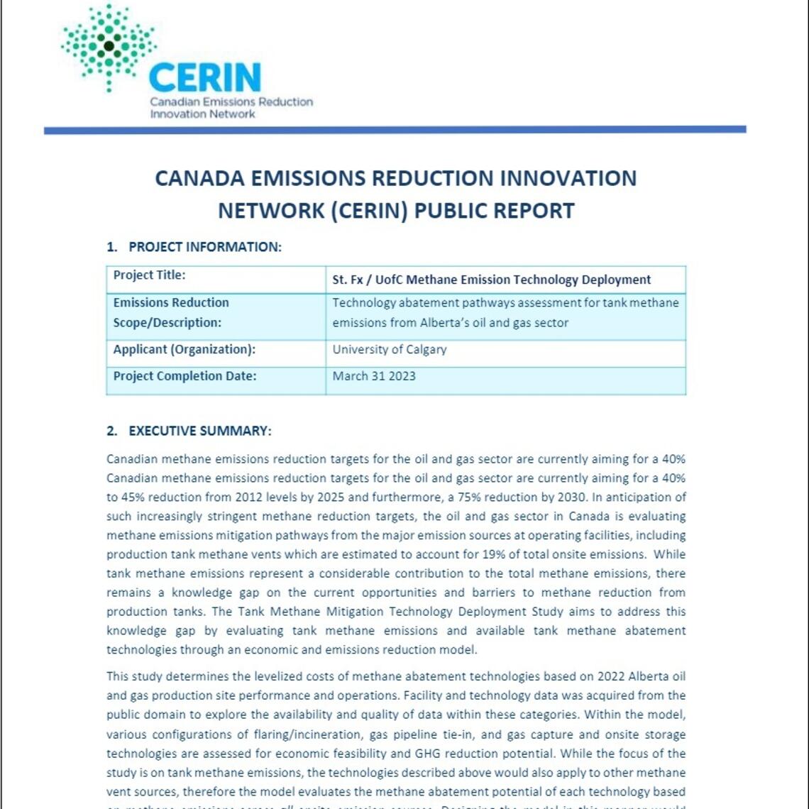 The Tank Methane Mitigation Technology Deployment Study