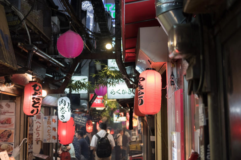 Shinjuku - This alleyway hidden in the large shopping district has been purposefully maintained to feel like 1960s Tokyo.