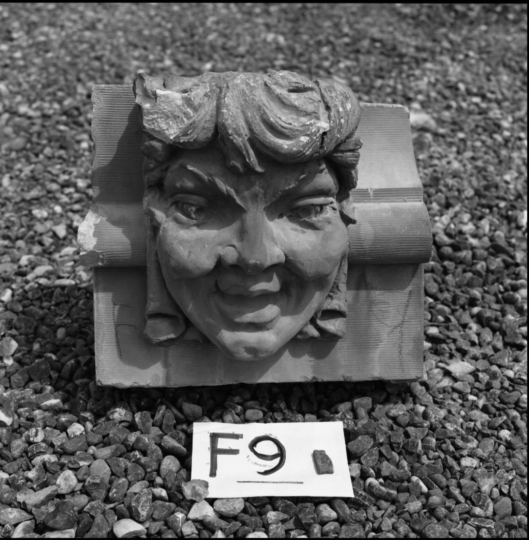 One of the eight Calgary Herald Building gargoyles purchased by the University of Calgary from Alberta Government Telephones in 1973