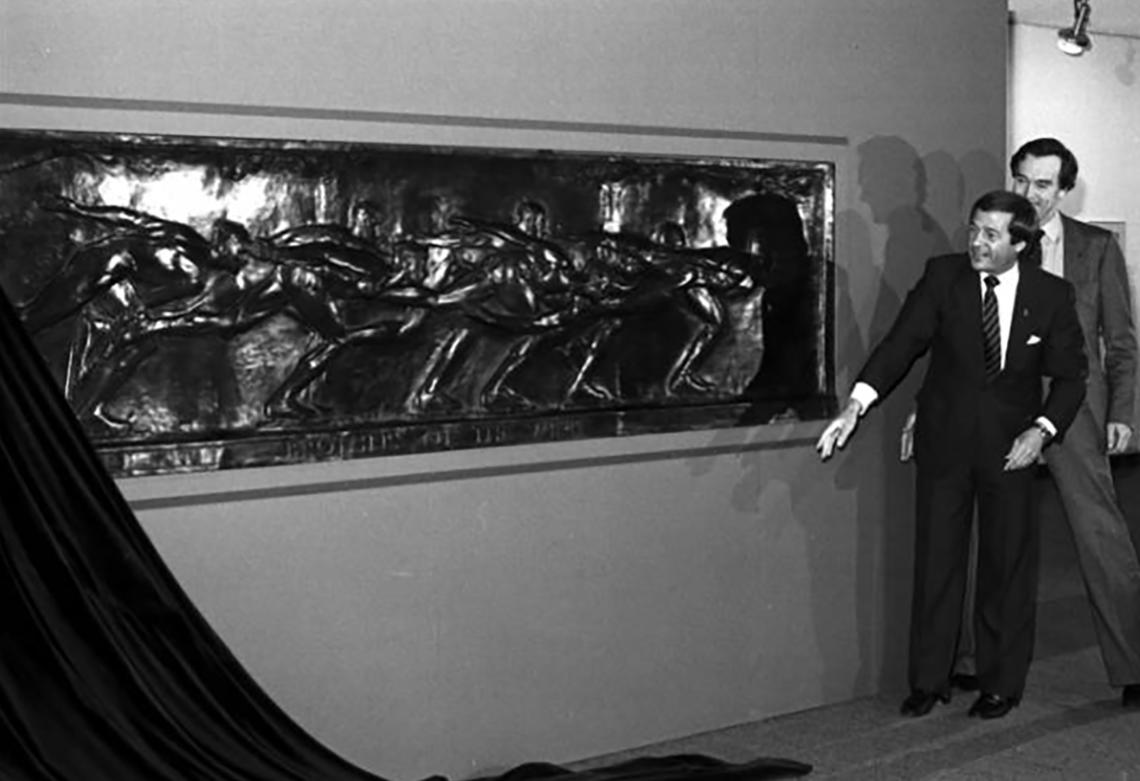 Brothers of the Wind, Robert Tait McKenzie Unveiling of the 1925 bronze frieze Brothers of the Wind by Robert Tait McKenzie, which hangs in the main stairwell of the Olympic Oval lobby