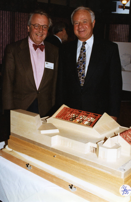 Image of Rozsa Centre architect Fred Valentine of Culham-Pedersen-Valentine and University of Calgary President Murray Fraser with a model of the Rozsa Centre during the groundbreaking ceremony for the performing arts centre. Image of Rozsa Centre architect Fred Valentine of Culham-Pedersen-Valentine and University of Calgary President Murray Fraser with a model of the Rozsa Centre during the groundbreaking ceremony for the performing arts centre.
