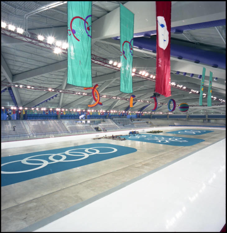 Olympic Oval during the 1988 Calgary Winter Olympics.