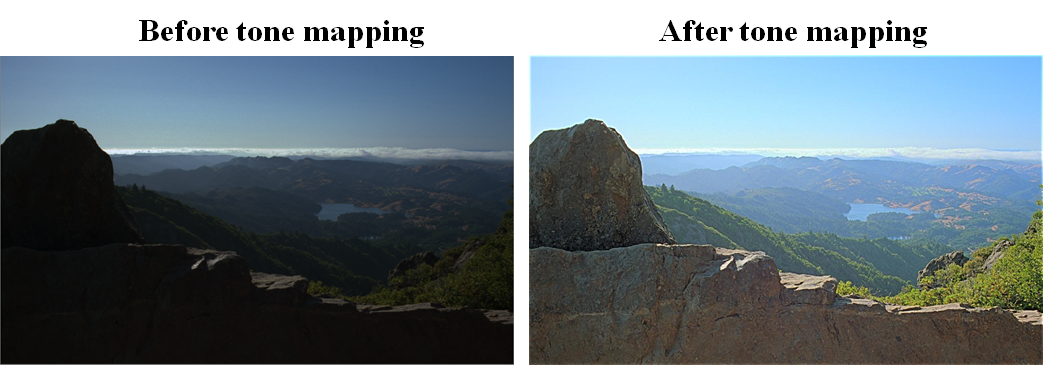 Effect of applying tone mapping