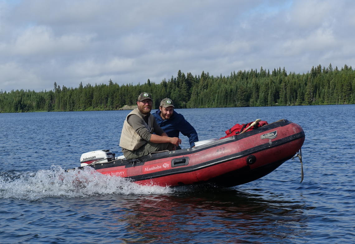 Lele in boat in Manitoba