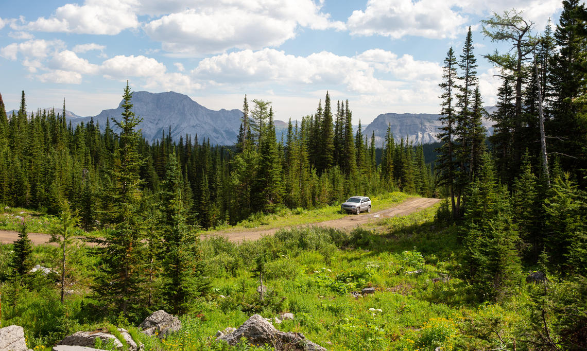 The researchers park at Fortress Mountain