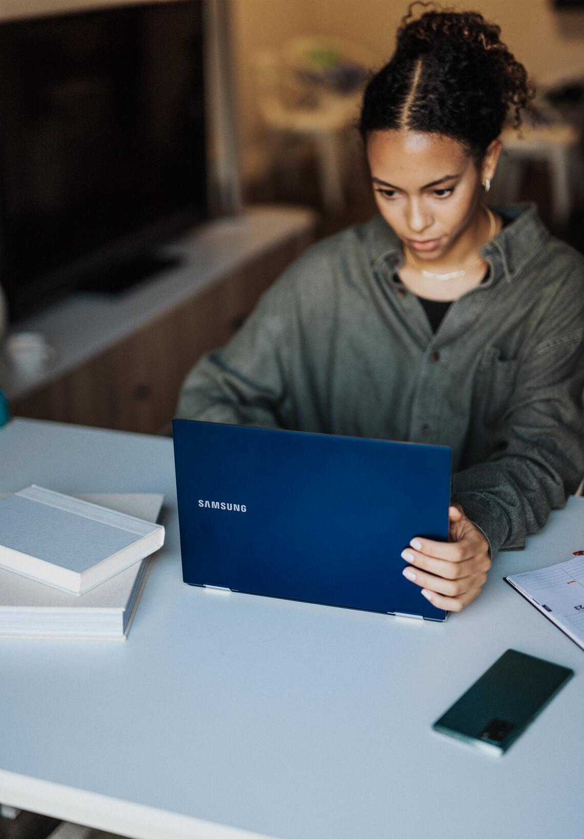 Student at computer