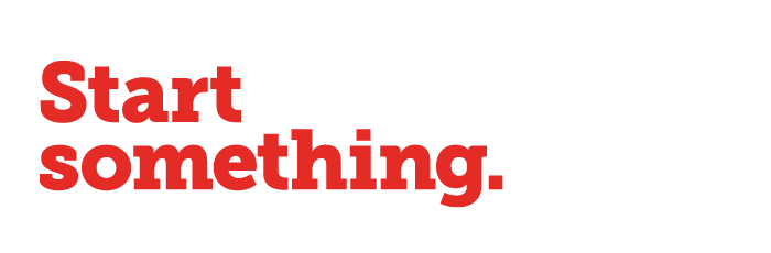 Red start something logo on two lines Red start something logo on two lines