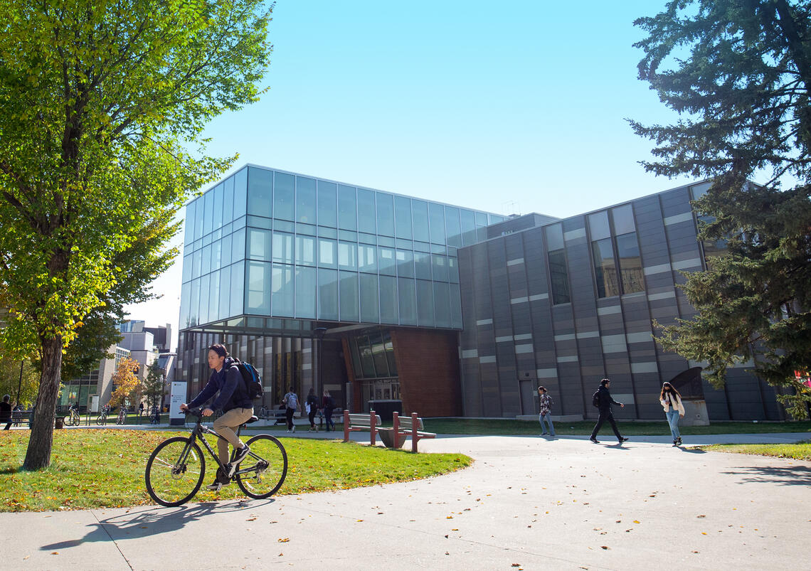 UCalgary campus outside in the spring