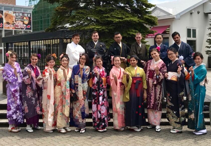 Students at Kimono demonstration