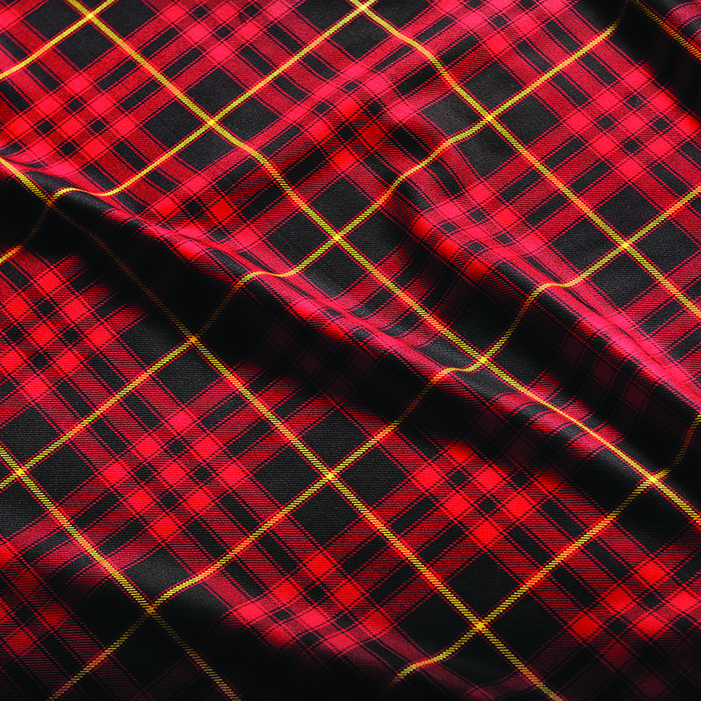Black, red and yellow plaid fabric